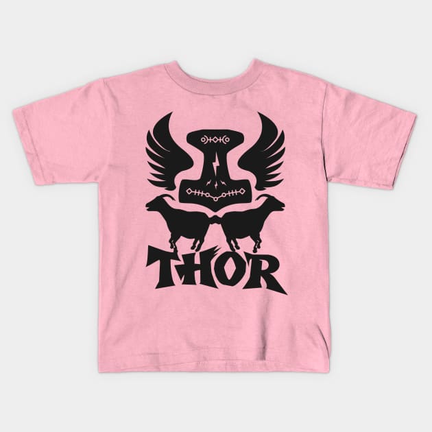 Succeed With THORS MJOLNIR GOATS EMBLEM Kids T-Shirt by Odin Asatro